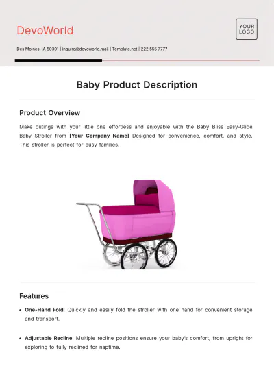 Free Baby Product Description Template to Edit Online