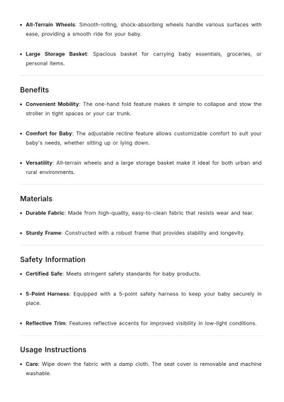 Free Baby Product Description Template to Edit Online
