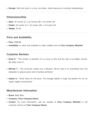 Free Baby Product Description Template to Edit Online