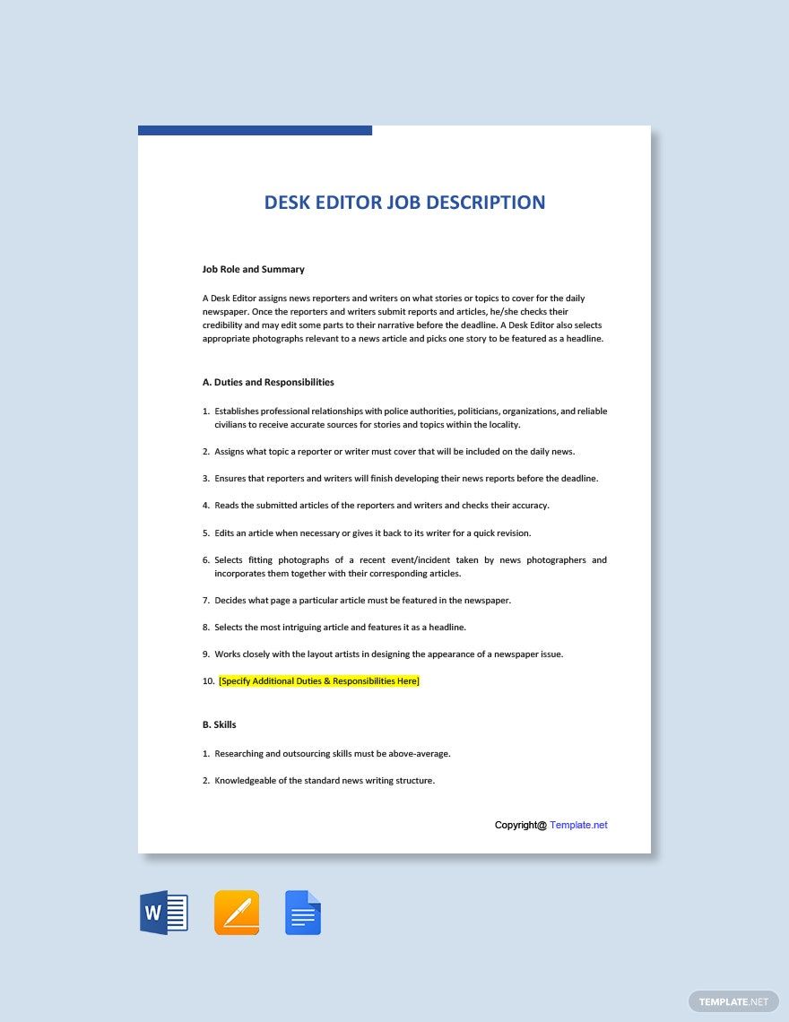 FREE Desk Word Template Download