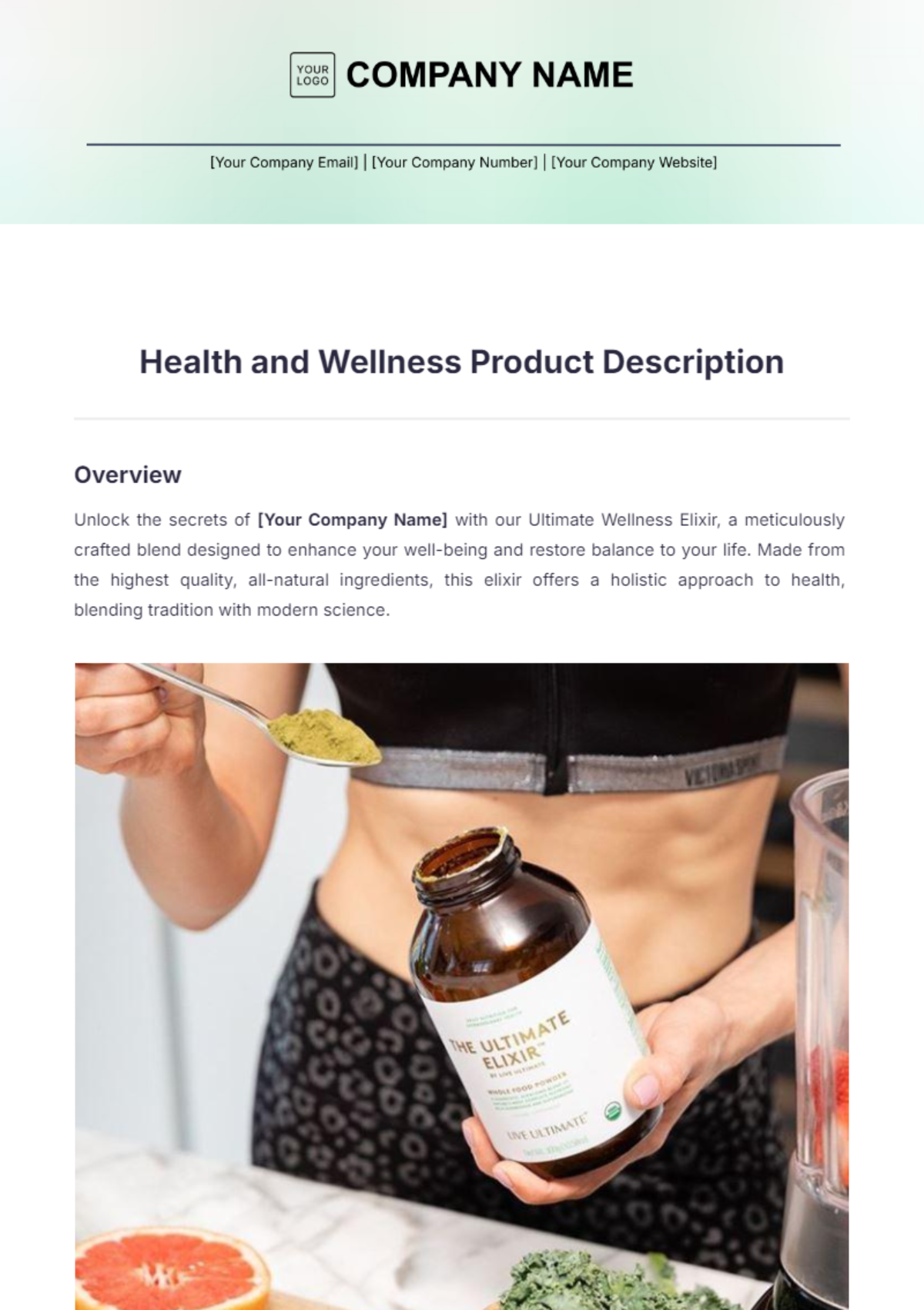 Health and Wellness Product Description Template - Edit Online & Download