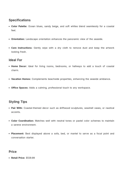 Free Decor Product Description Template to Edit Online
