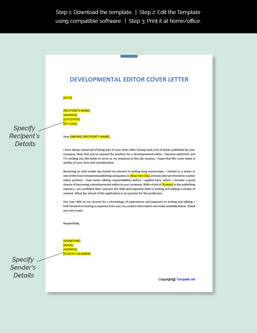 Developmental Editor Cover Letter