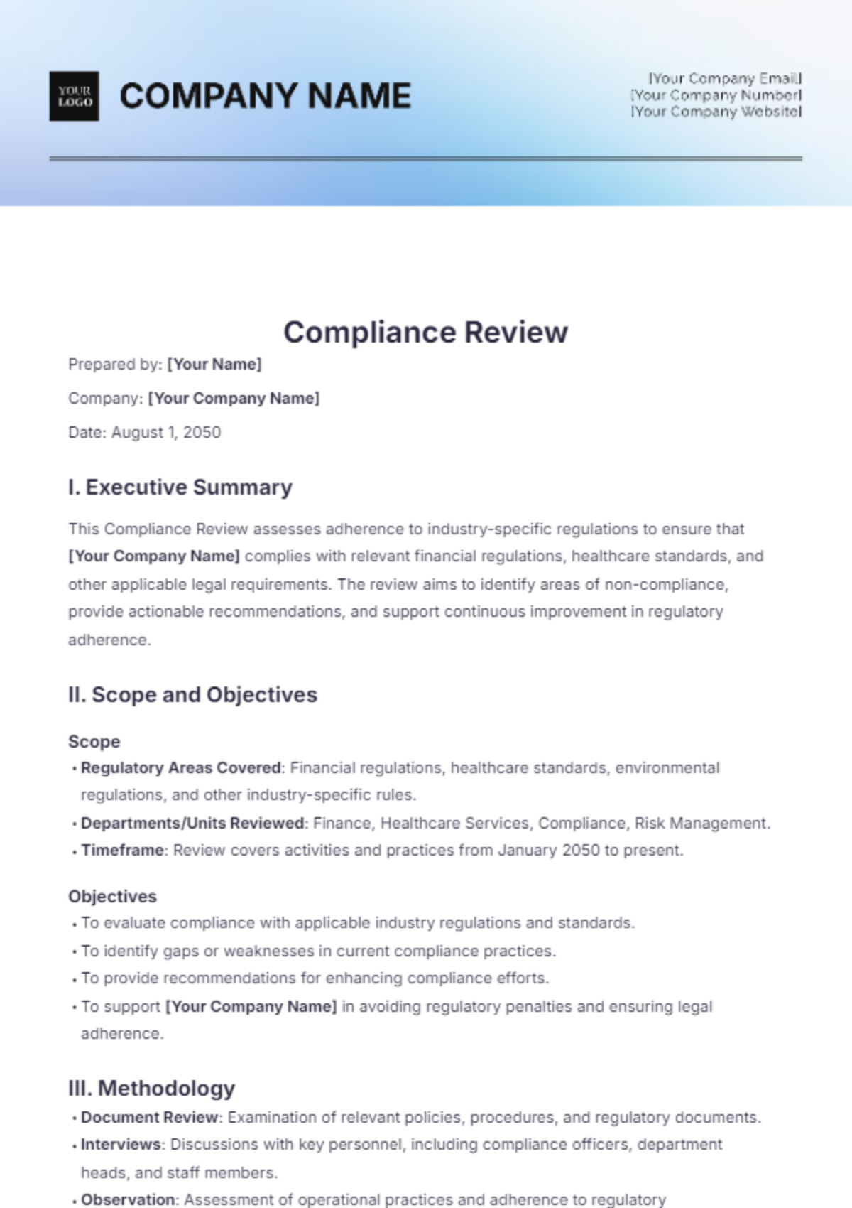 Compliance Review Template