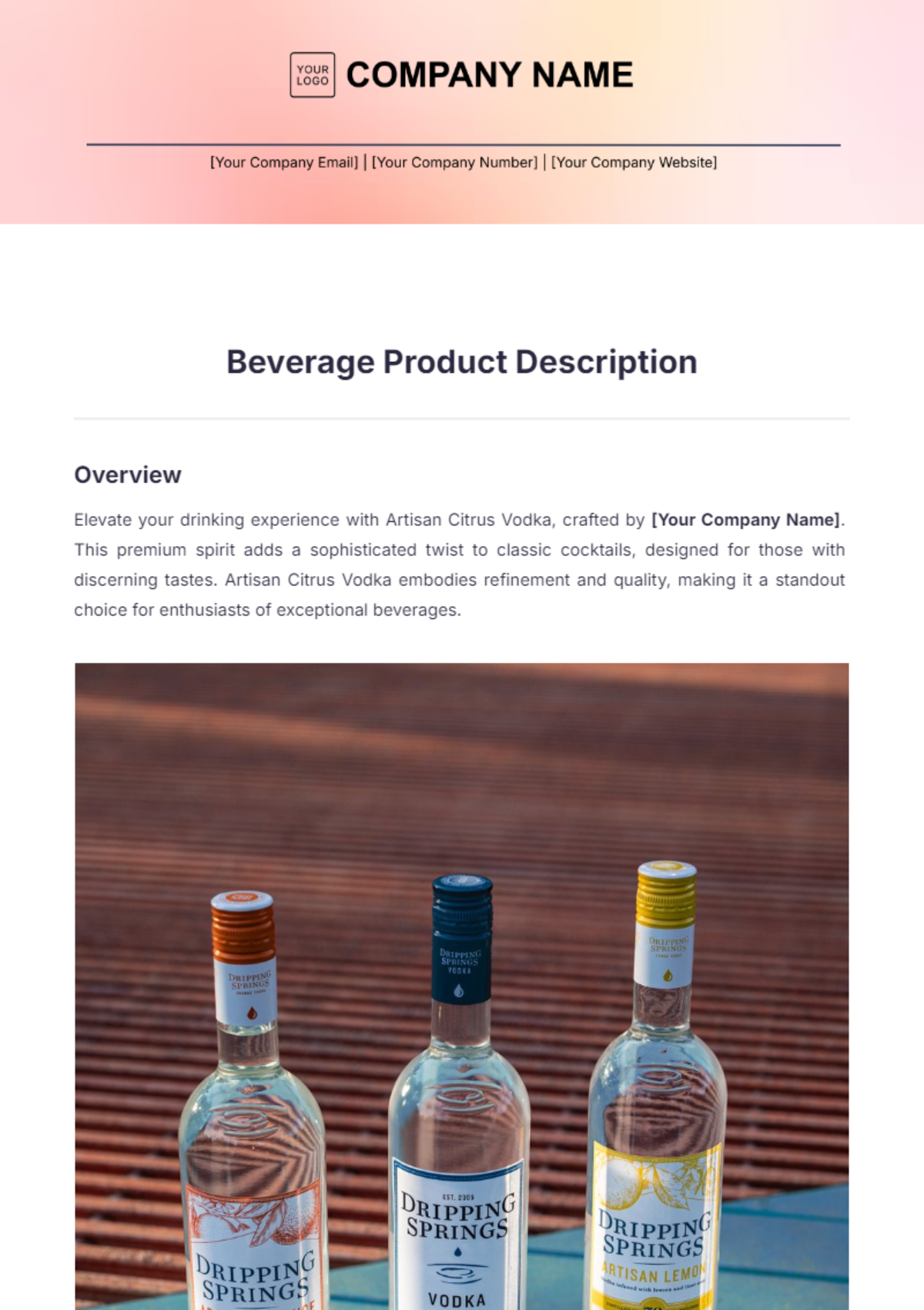 Beverage Product Description Template - Edit Online & Download