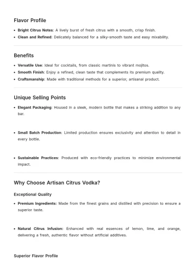 Free Beverage Product Description Template to Edit Online