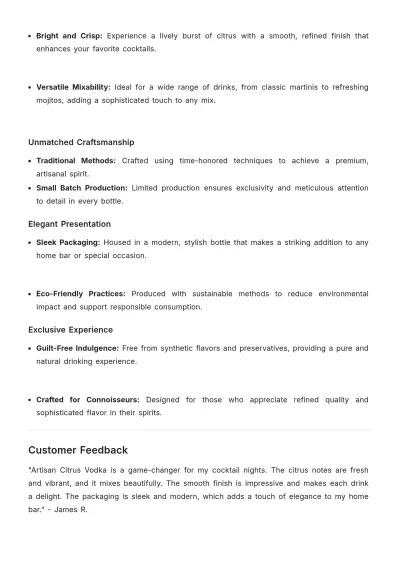 Free Beverage Product Description Template to Edit Online