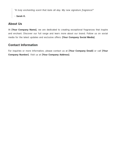 Free Fragrance Product Description Template to Edit Online