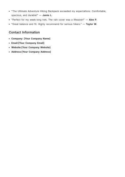 Free Outdoor Gear Product Description Template to Edit Online