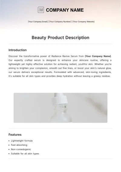 Free Beauty Product Description Template to Edit Online