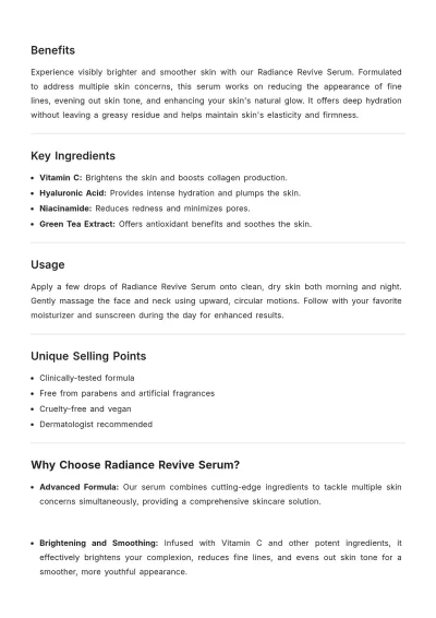 Free Beauty Product Description Template to Edit Online