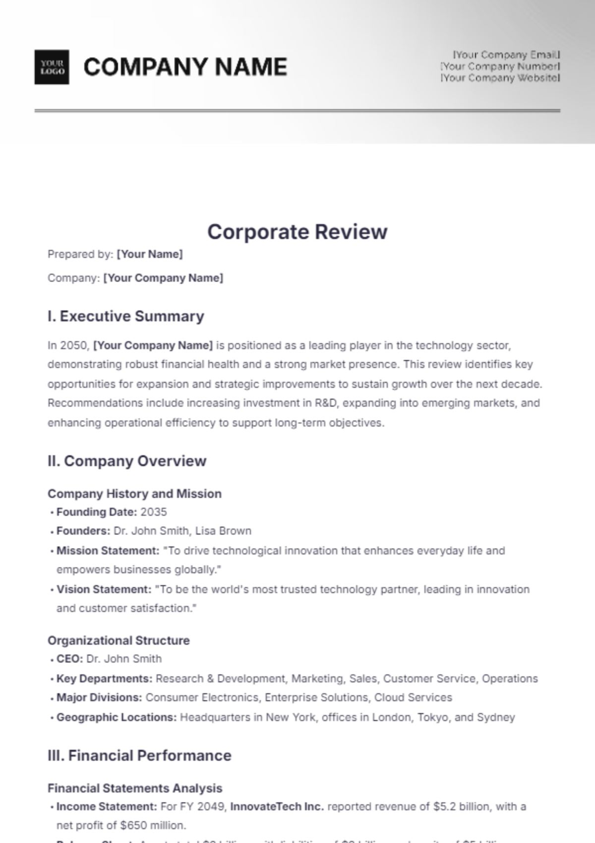 Corporate Review Template - Edit Online & Download