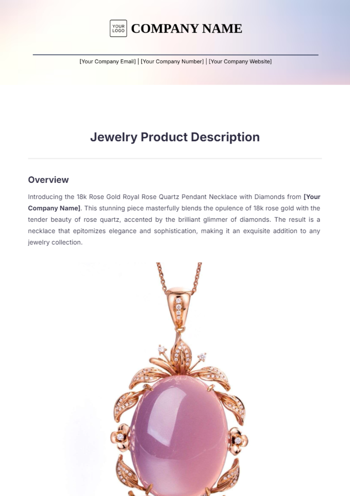 Jewelry Product Description Template - Edit Online & Download