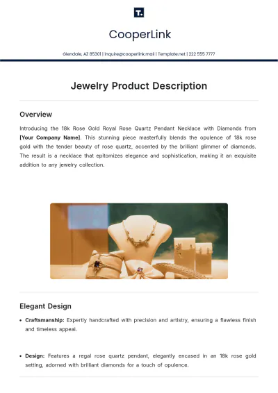 Free Jewelry Product Description Template to Edit Online