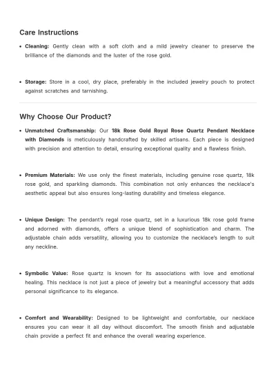 Free Jewelry Product Description Template to Edit Online