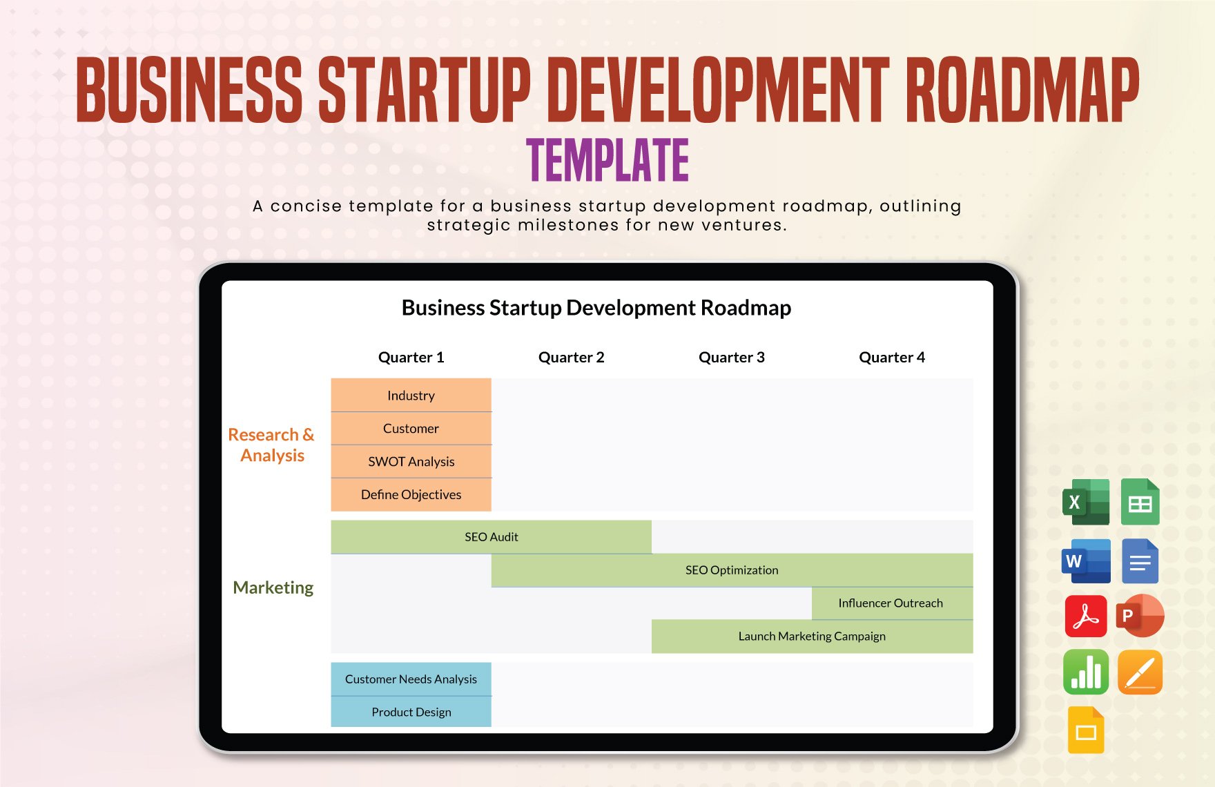 Business Startup Development Roadmap Template in Word, Google Docs, Excel, PDF, Google Sheets, Apple Pages, PowerPoint, Google Slides, Apple Keynote