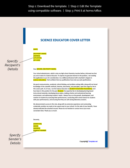 manuscript cover letter science