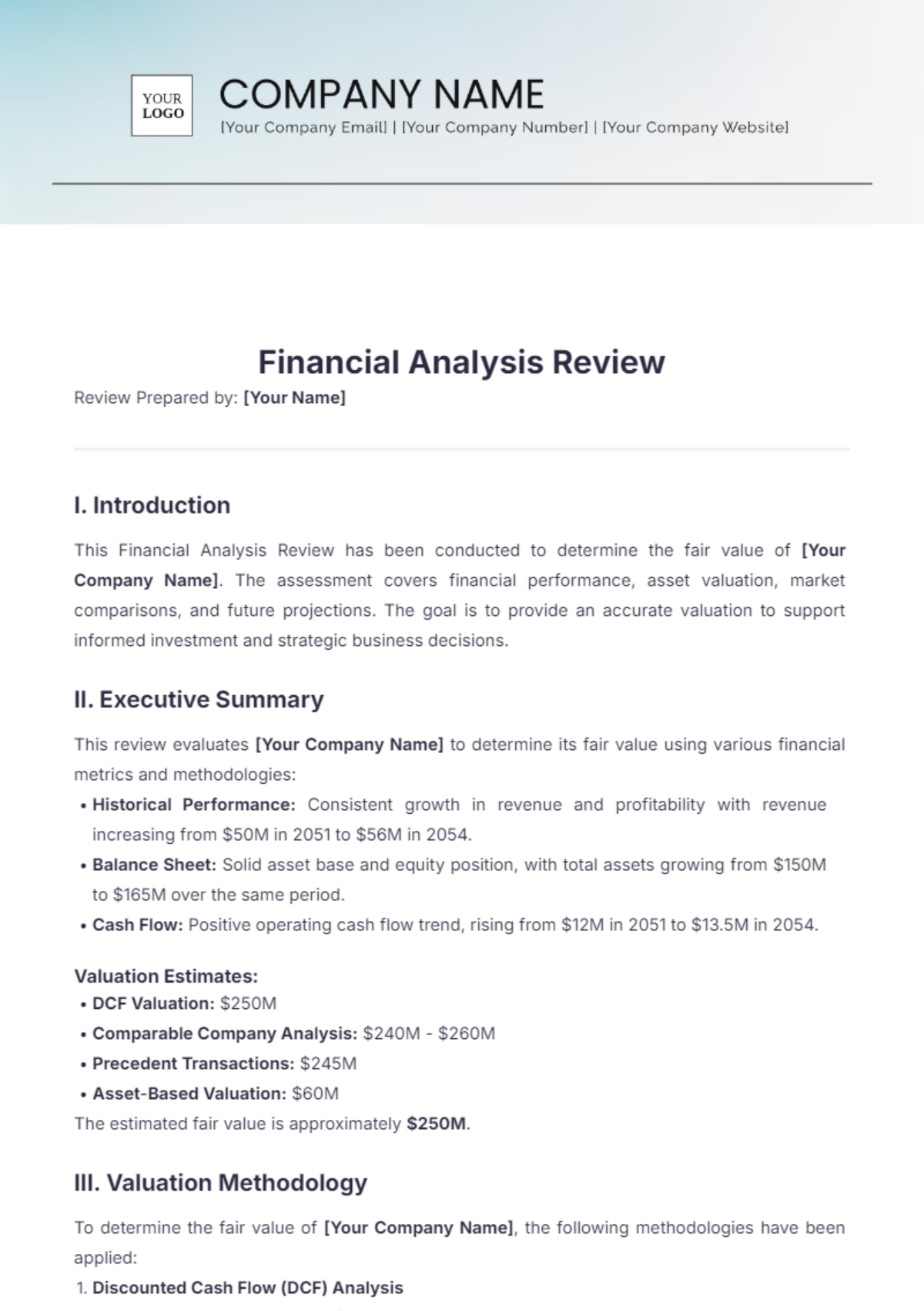 Financial Analysis Review Template - Edit Online & Download