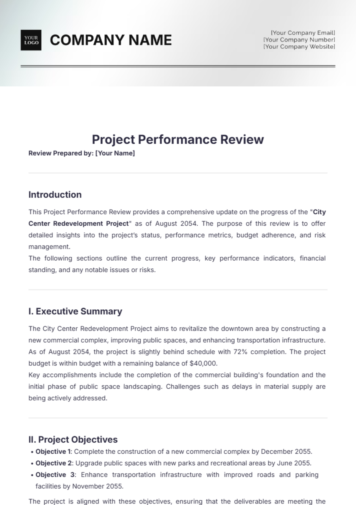 Project Performance Review Template - Edit Online & Download