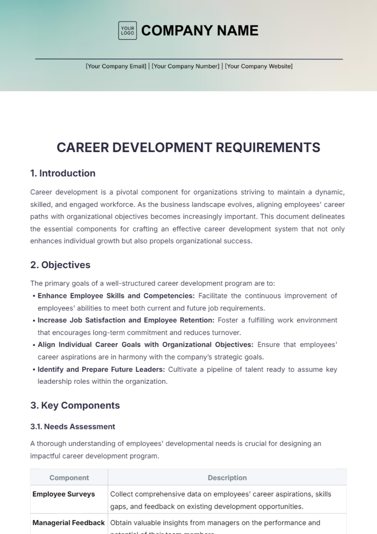 Career Development Requirements Template - Edit Online & Download