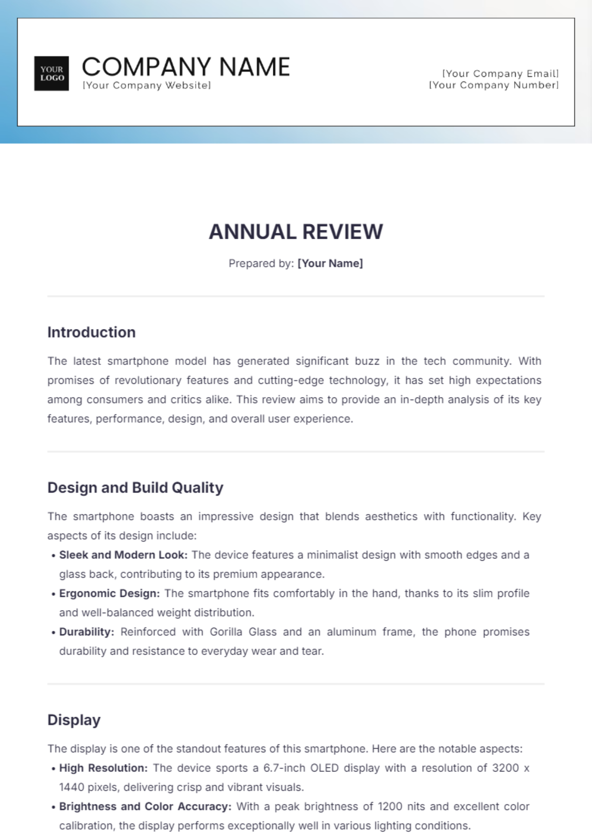 Annual Review Template - Edit Online & Download