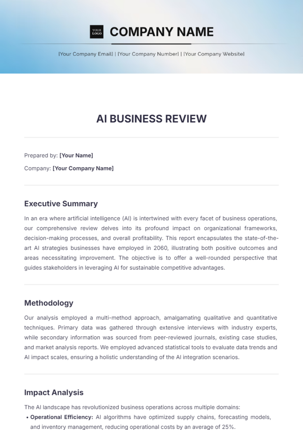 AI Business Review Template - Edit Online & Download