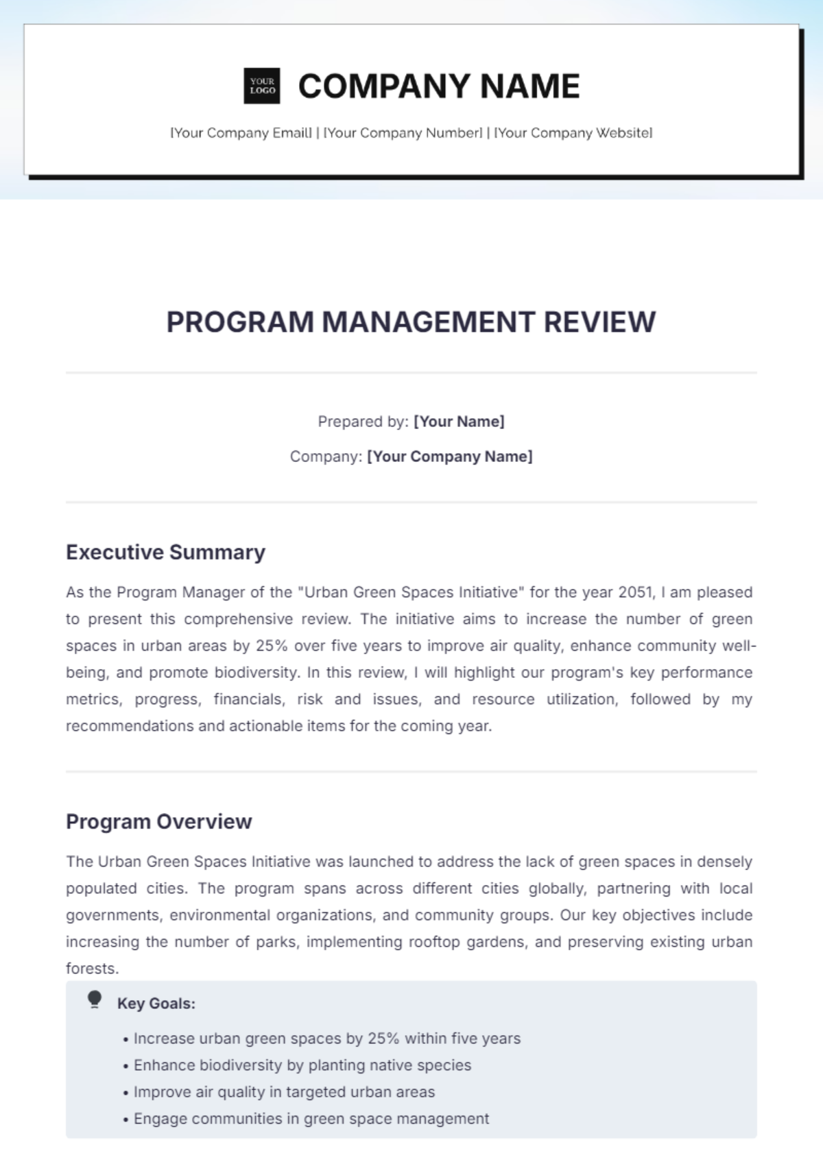 Program Management Review Template - Edit Online & Download