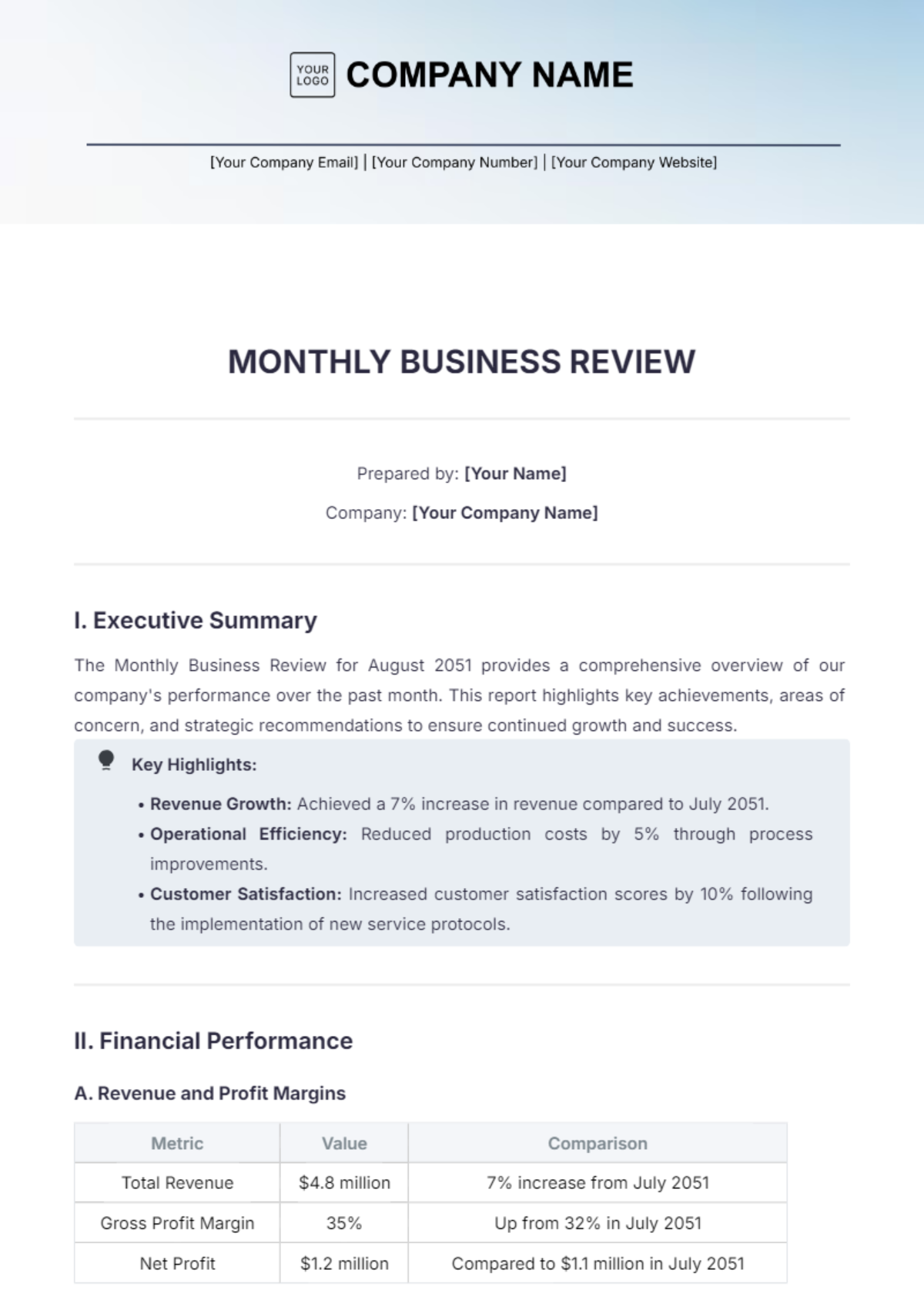 Monthly Business Review Template - Edit Online & Download