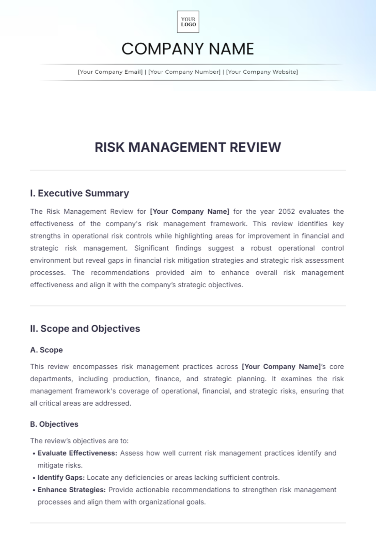 Risk Management Review Template - Edit Online & Download