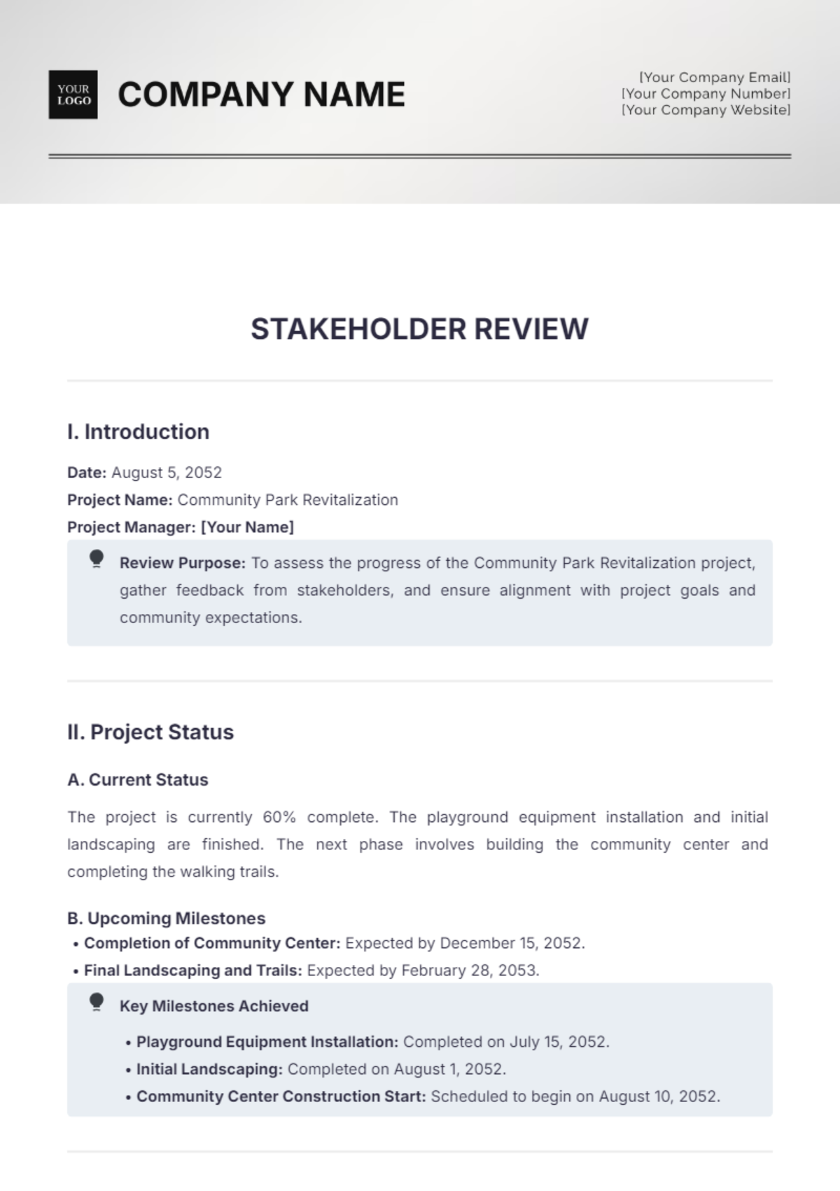 Stakeholder Review Template - Edit Online & Download