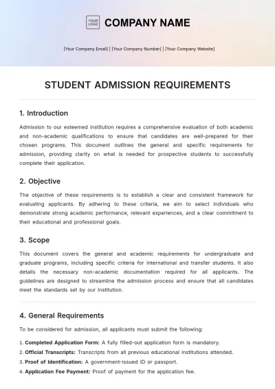 Free Student Admission Requirements Template to Edit Online