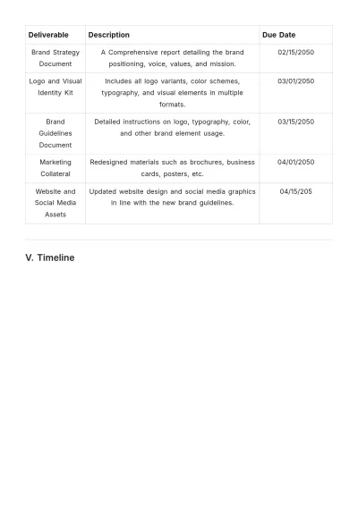 Free Branding Project Specification Template to Edit Online