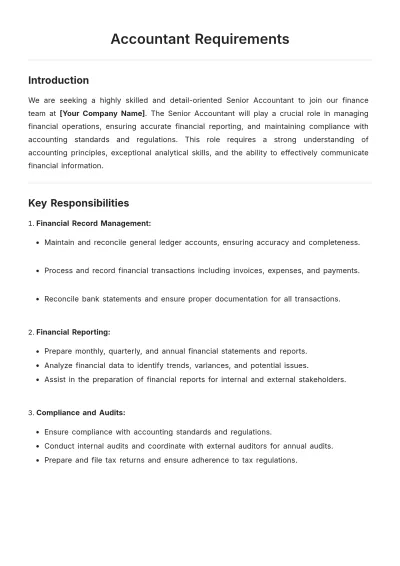 Free Accountant Requirements Template to Edit Online