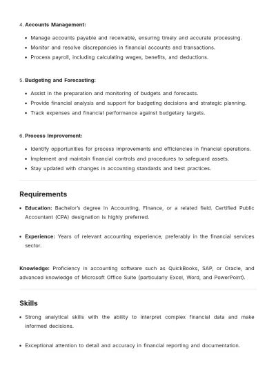 Free Accountant Requirements Template to Edit Online