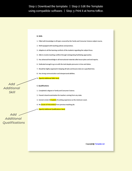 Free Family And Consumer Science Teacher Job Ad Description Template 