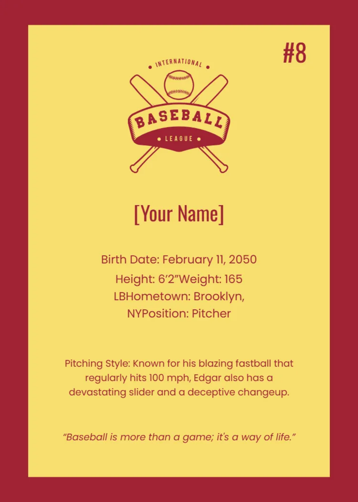 Free Retro Baseball Card Template to Edit Online
