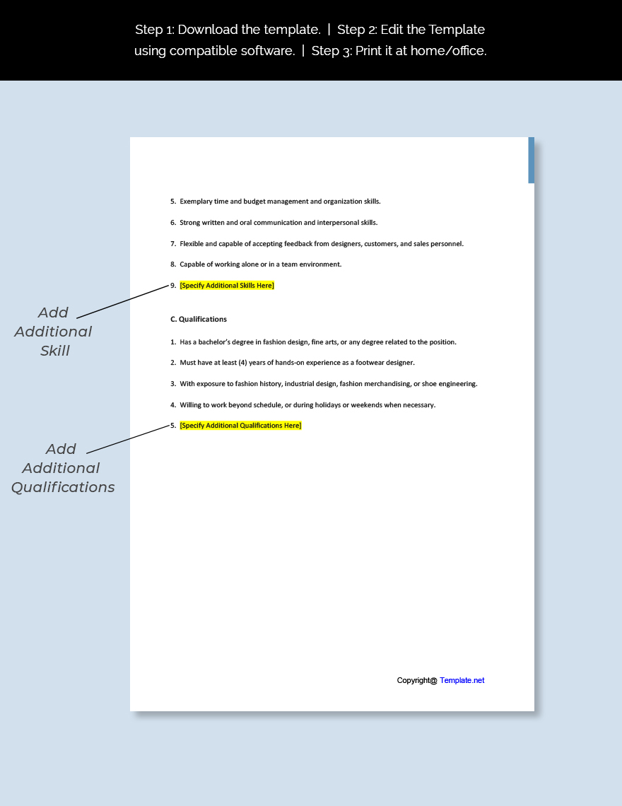 Free Free Footwear Designer Job Ad/Description Template - Google Docs