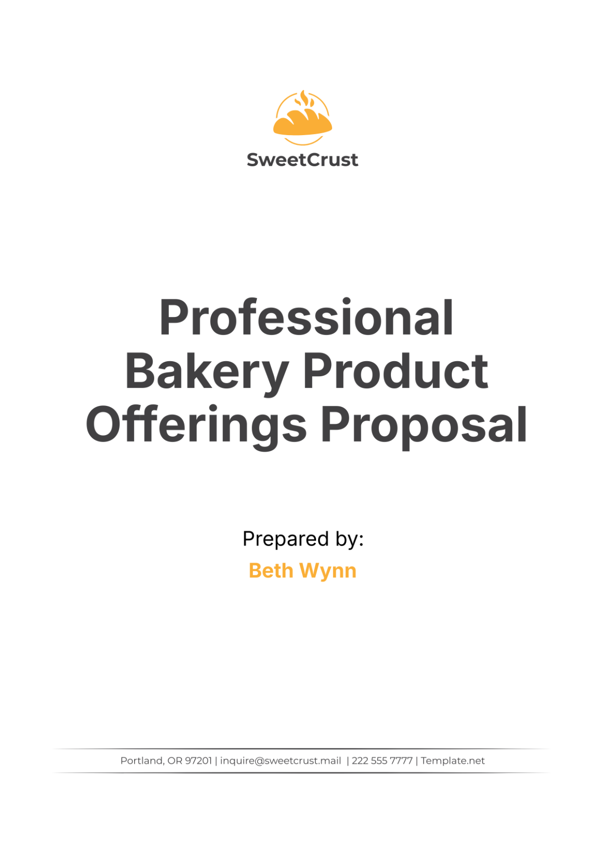 Professional Bakery Product Offerings Proposal Template - Edit Online & Download