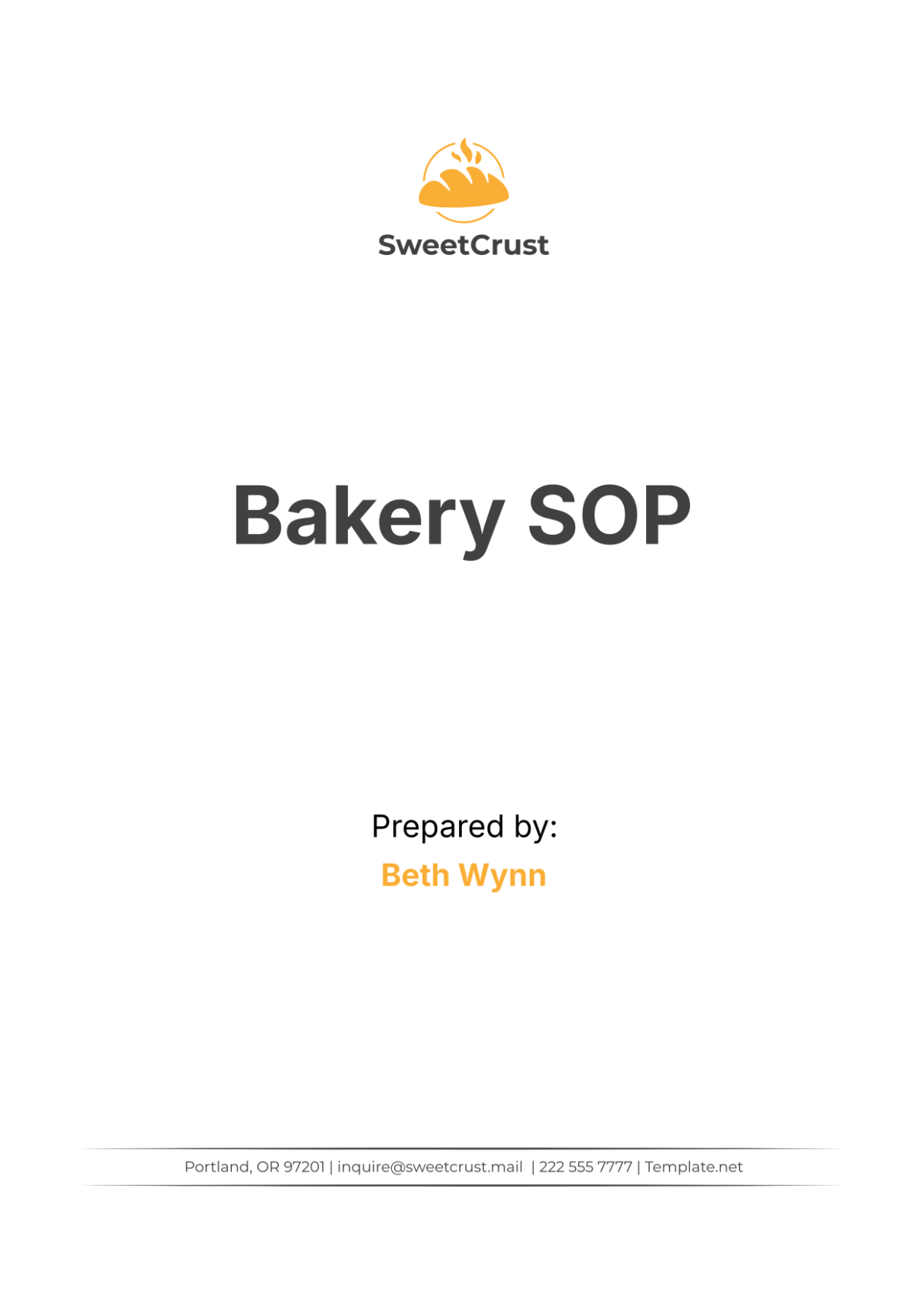 Bakery SOP Template - Edit Online & Download