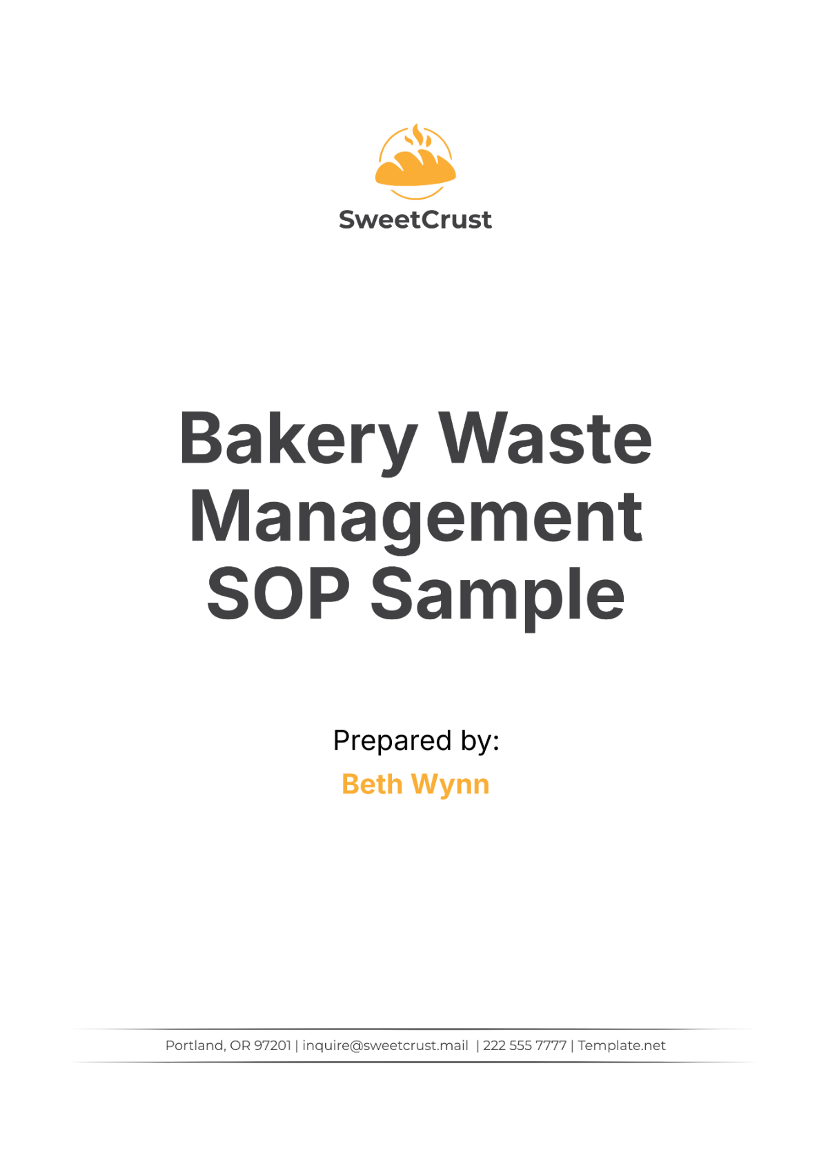 Bakery Waste Management SOP Sample Template - Edit Online & Download