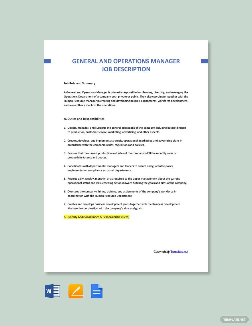 Advertising Operations Manager Job Description Template Google Docs 