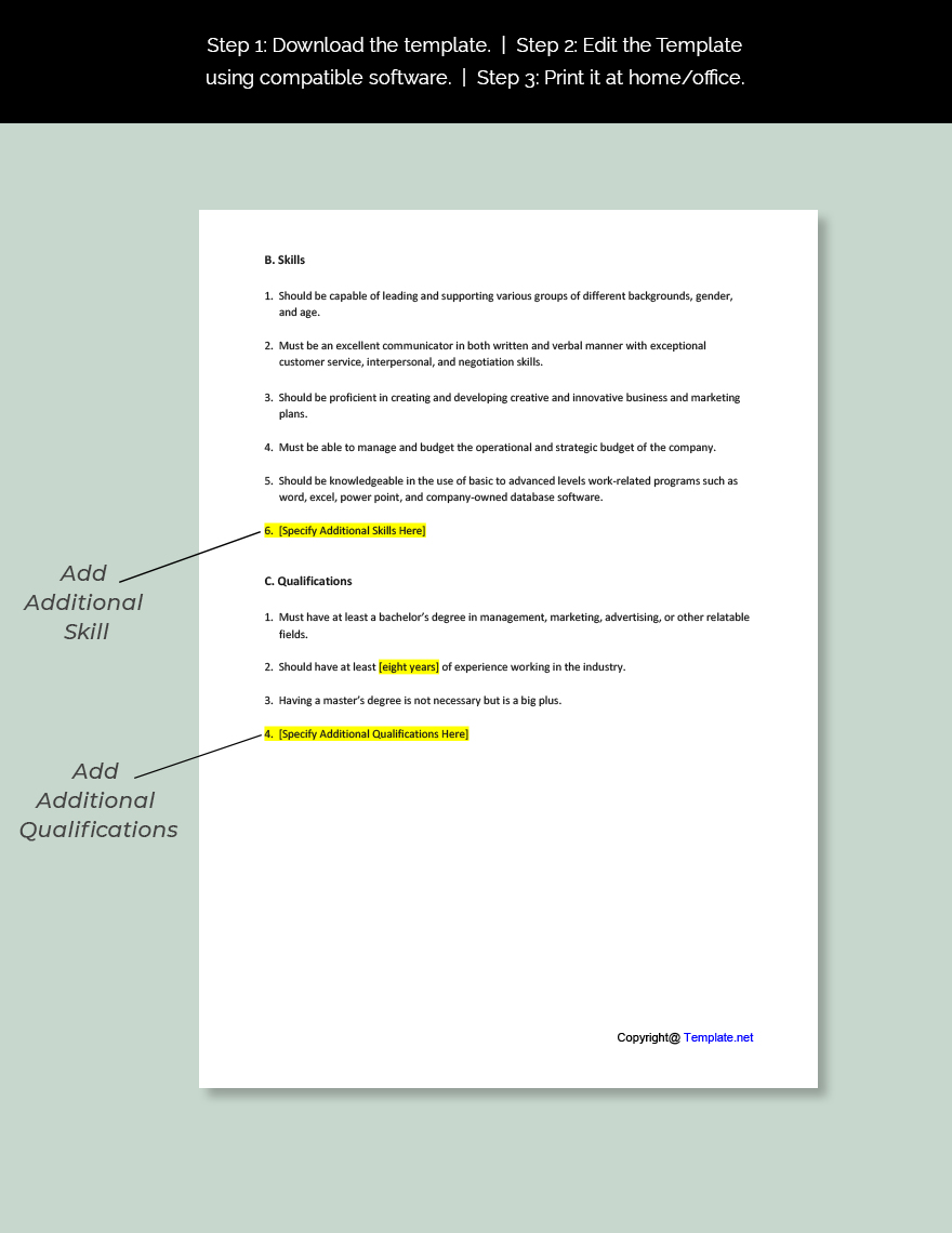 General And Operations Manager Job AD Description Template Download 