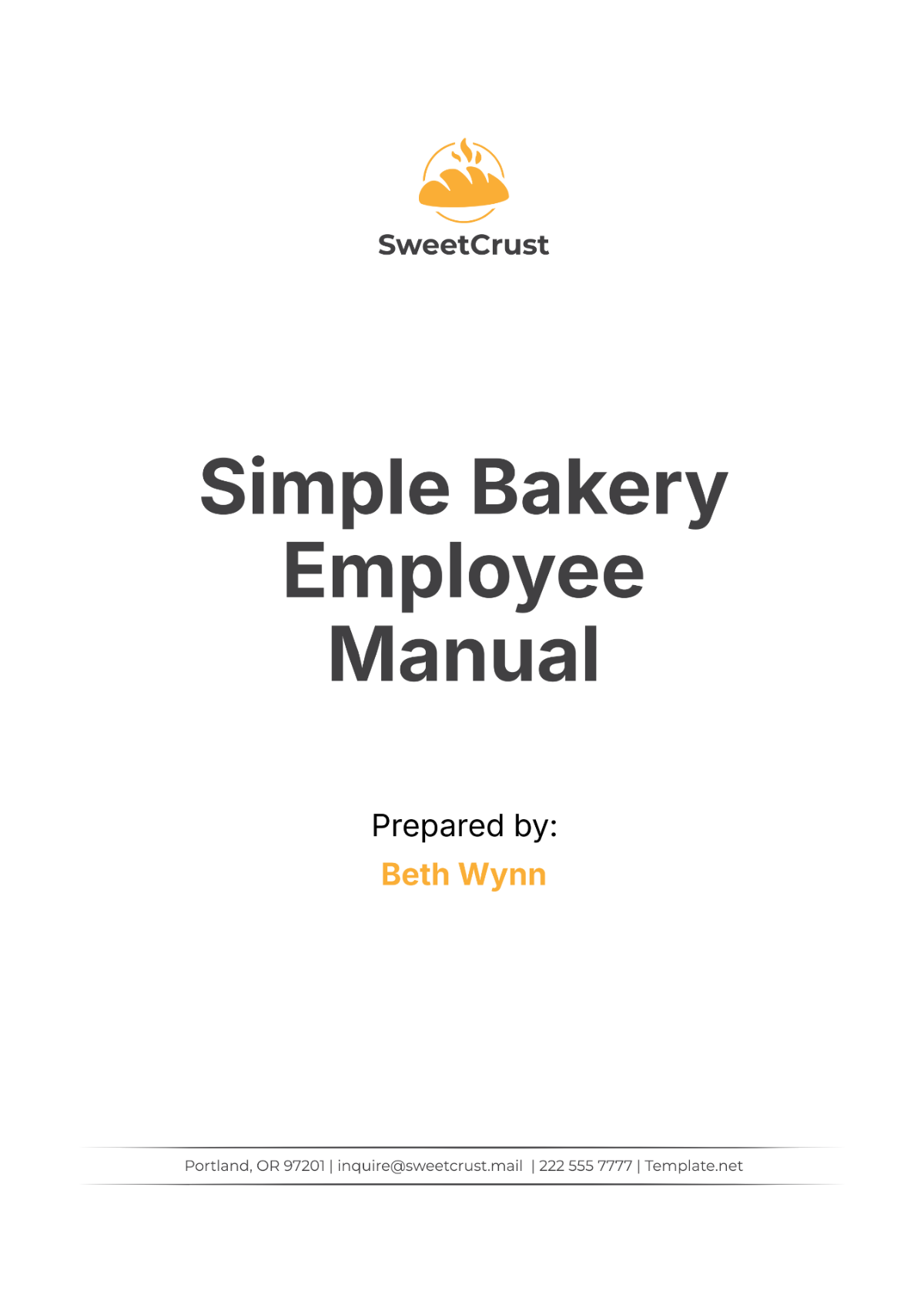 Simple Bakery Employee Manual Template - Edit Online & Download