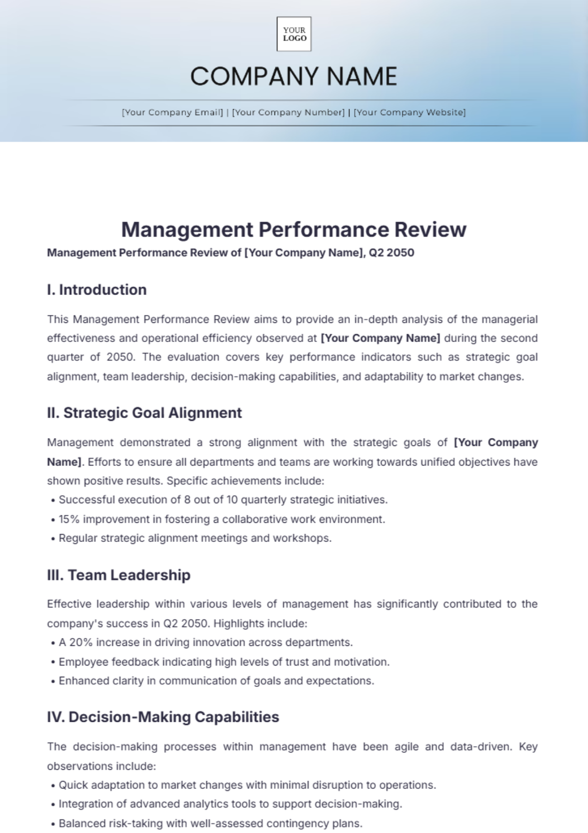 Management Performance Review Template - Edit Online & Download