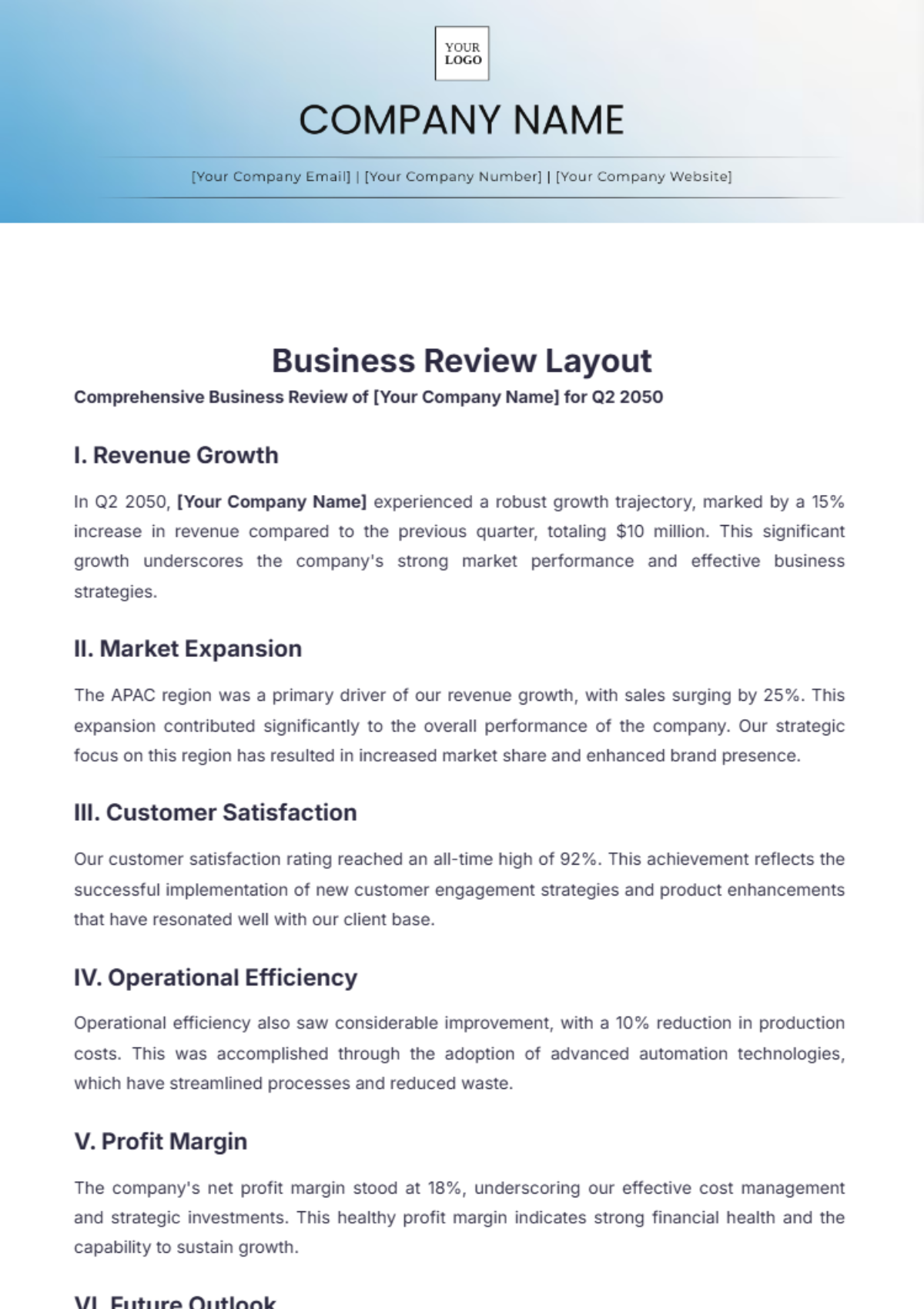 Business Review Layout Template - Edit Online & Download