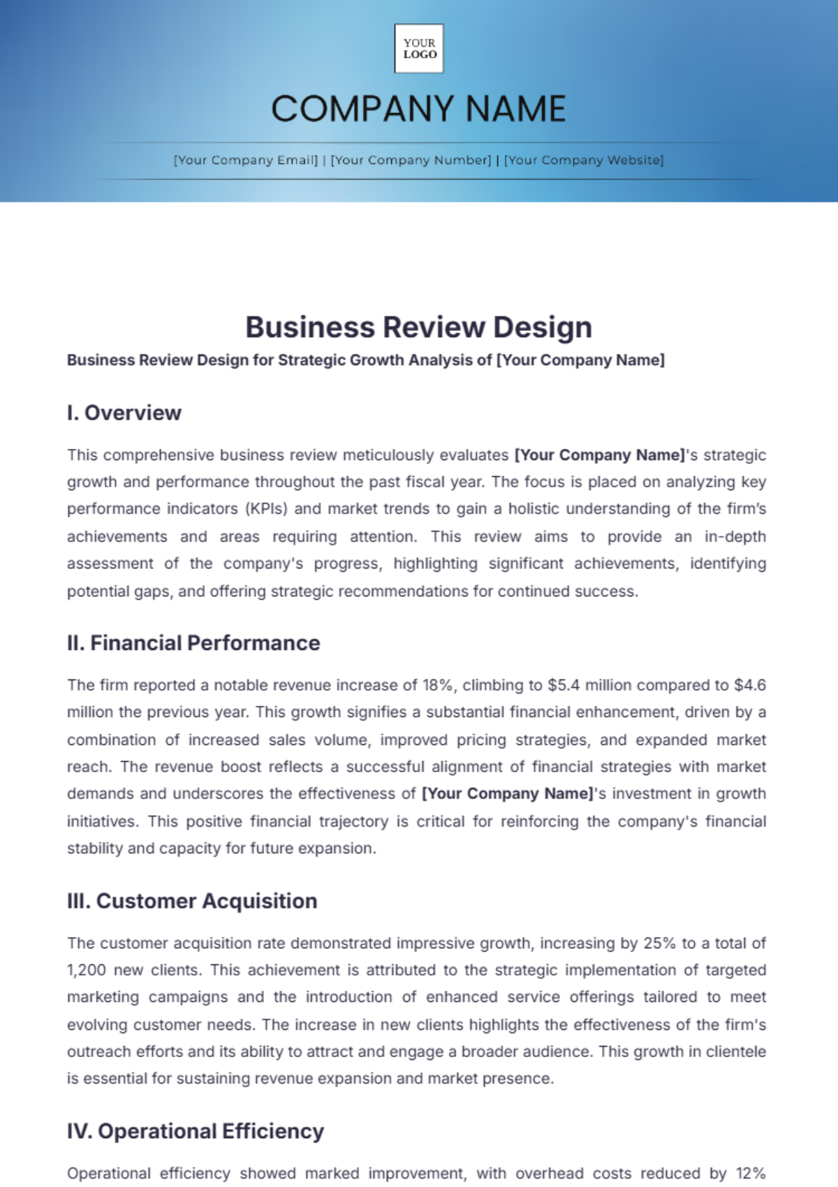 Business Review Design Template - Edit Online & Download