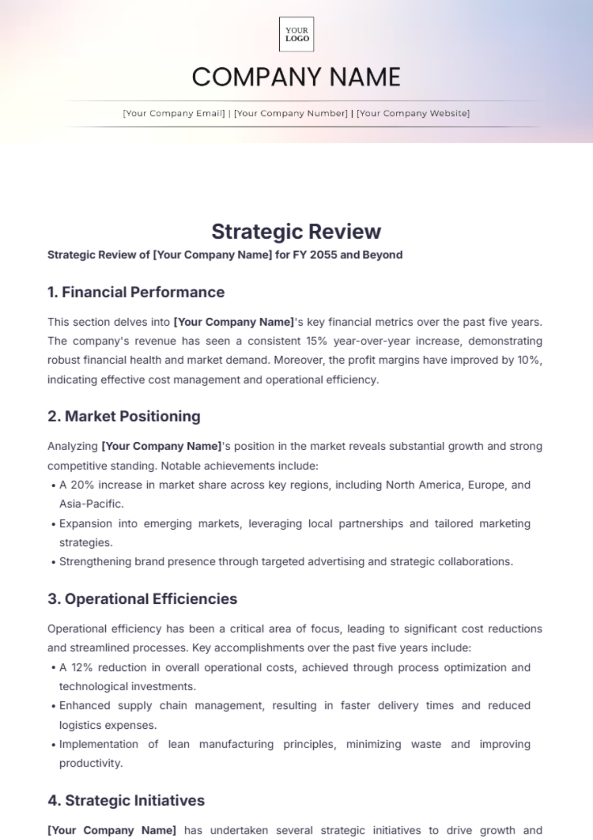 Strategic Review Template - Edit Online & Download