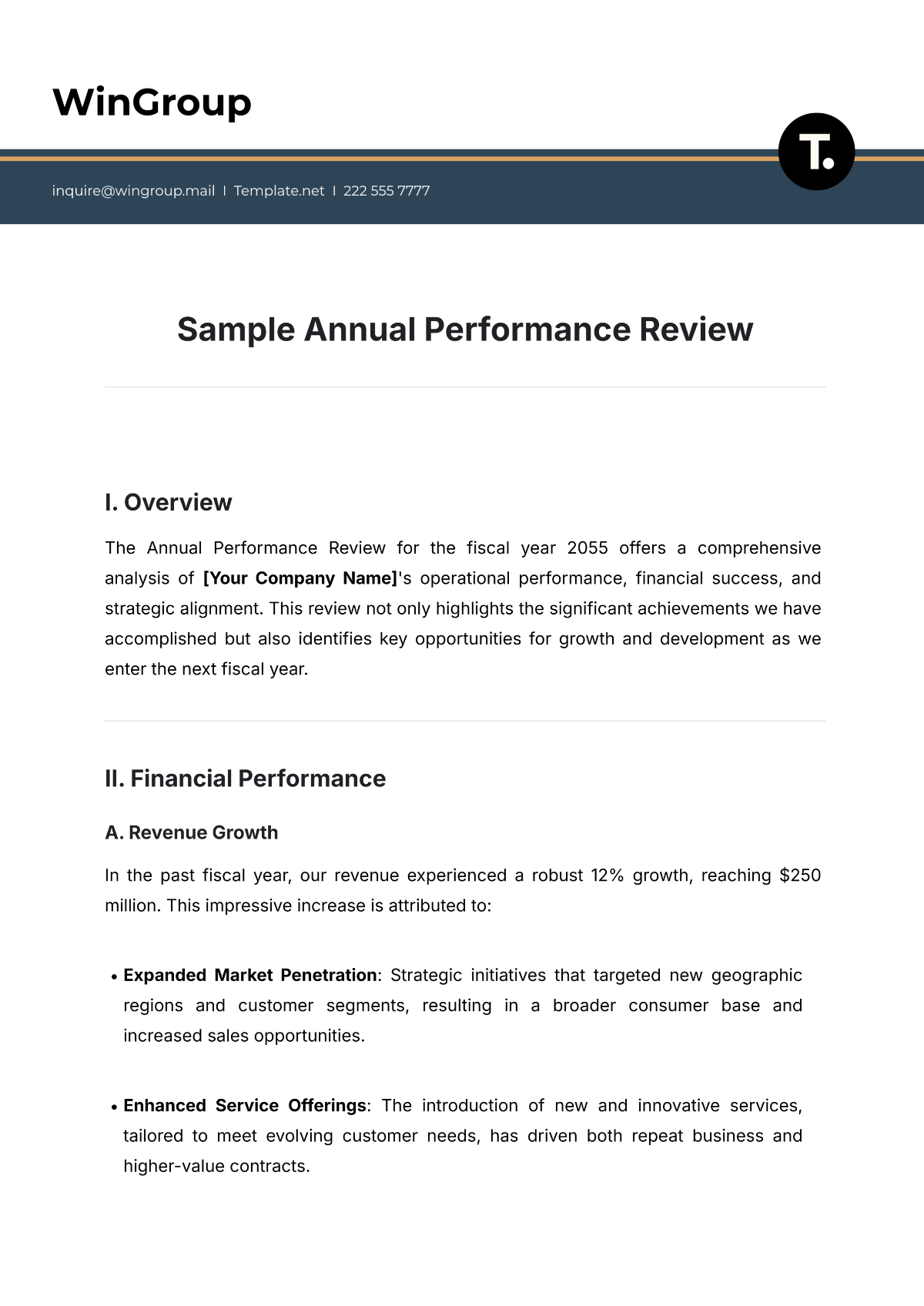 Sample Annual Performance Review Template - Edit Online & Download