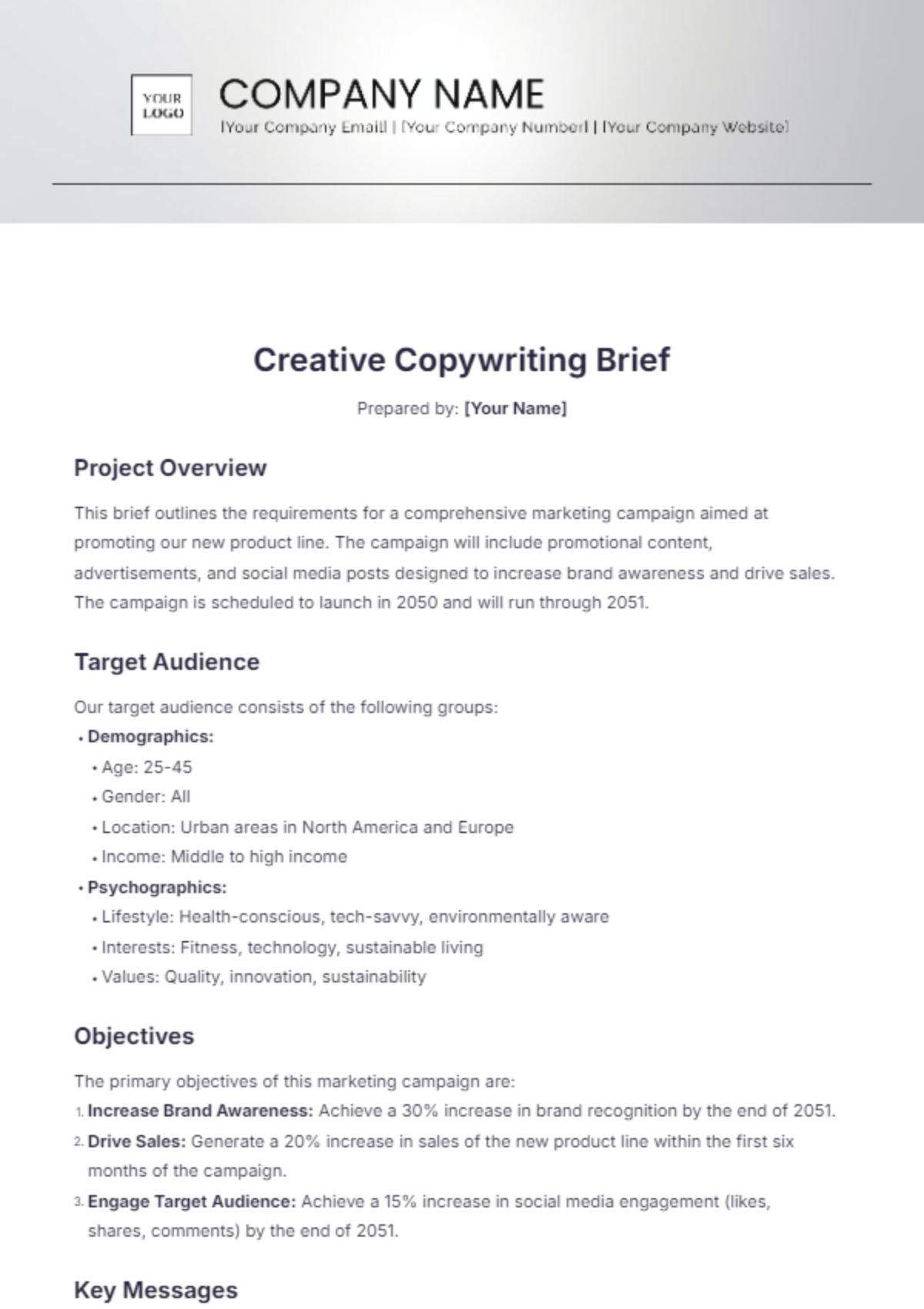 Creative Copywriting Brief Template - Edit Online & Download