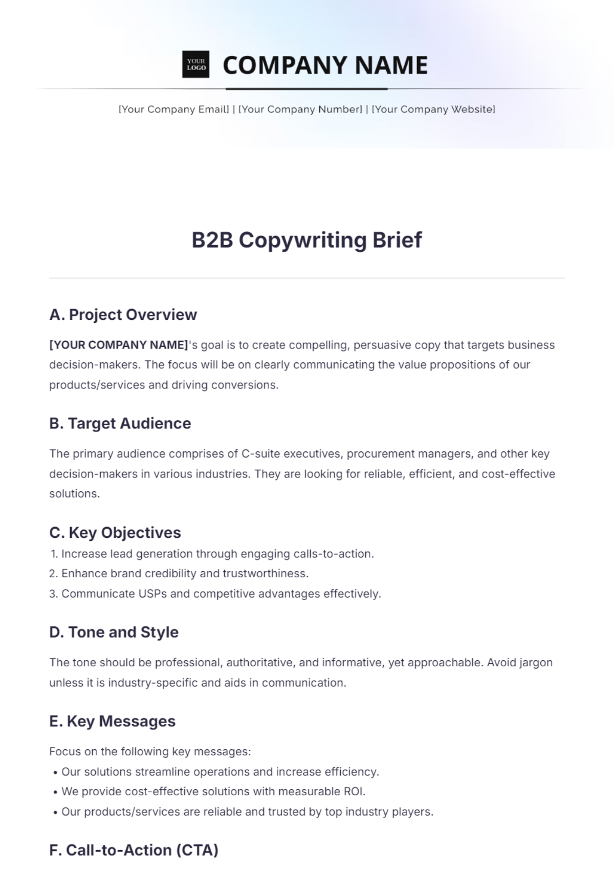 B2B Copywriting Brief Template - Edit Online & Download